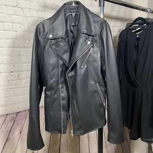 H&M men black leather jacket